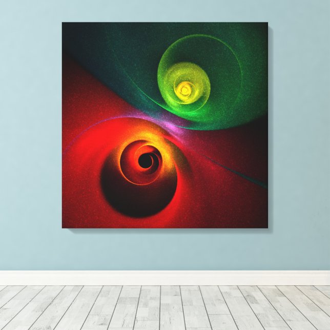 Yin Verde Rojo Yang Patrón de arte abstracto moder (Insitu (piso de madera))