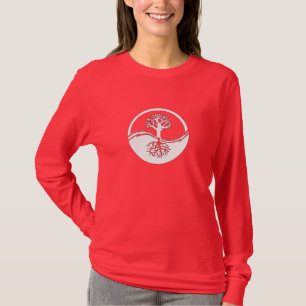 Yin y árbol de yang de la camiseta de la vida