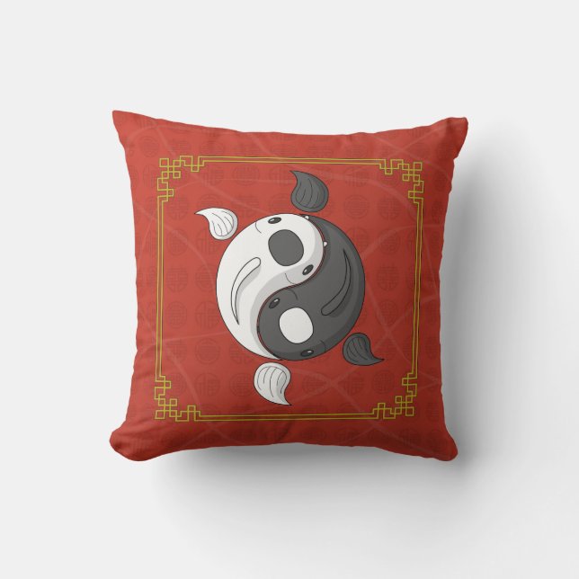 Yin y Yang el Cojín decorativo Koi (Anverso)