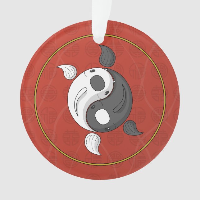 Yin y Yang el ornamento acrílico de Koi (Anverso)