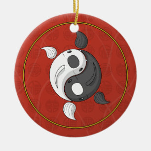 Yin y Yang el ornamento de Koi