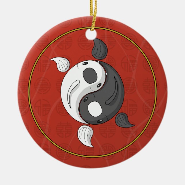 Yin y Yang el ornamento de Koi (Frente)