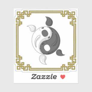 Yin y Yang, el Pegatina del Contorno Koi