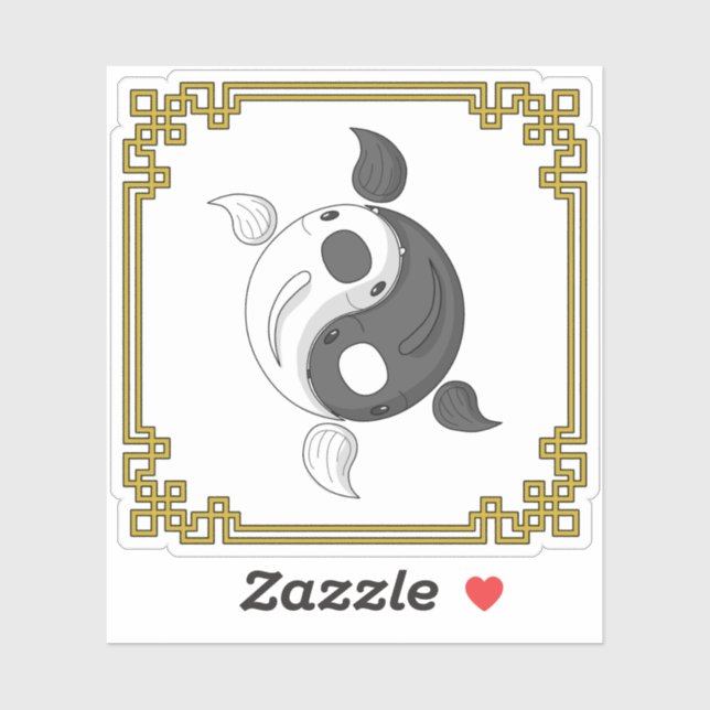 Yin y Yang, el Pegatina del Contorno Koi (Hoja)