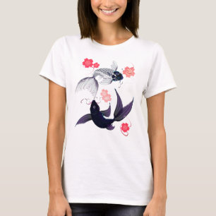 Yin y Yang Koi y camisetas de las flores de cerezo