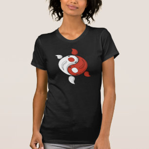 Yin y Yang la Camisa Oscura de las Mujeres Koi