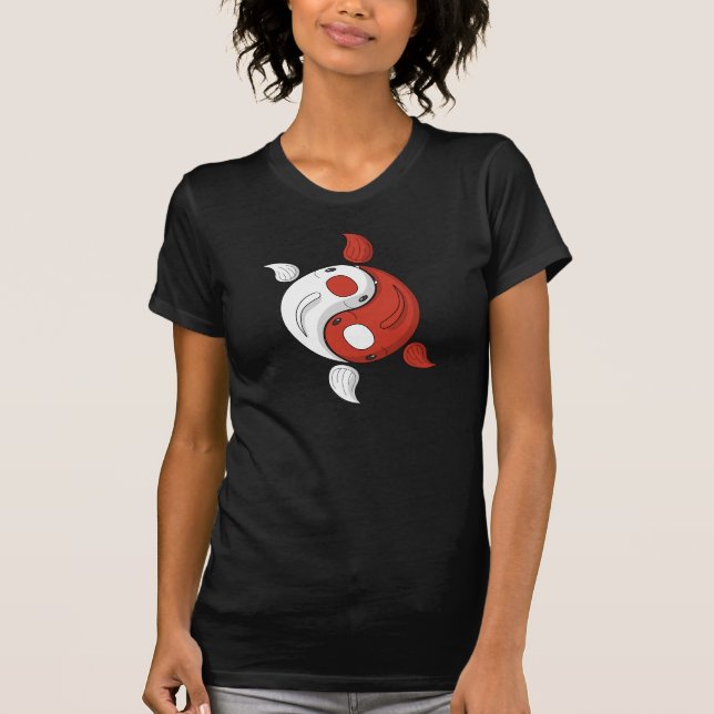 Yin y Yang la Camisa Oscura de las Mujeres Koi (Anverso)