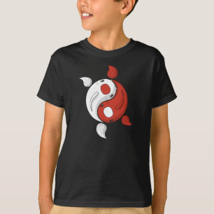 Yin y Yang la camiseta negra de los niños de Koi y