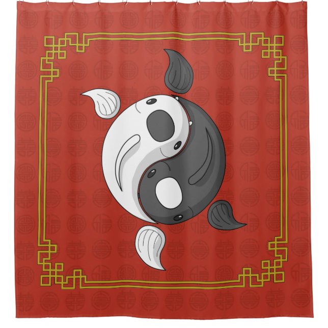 Yin y Yang la cortina de ducha Koi (Anverso)