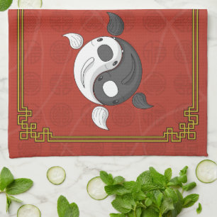 Yin y Yang la toalla de cocina de Koi