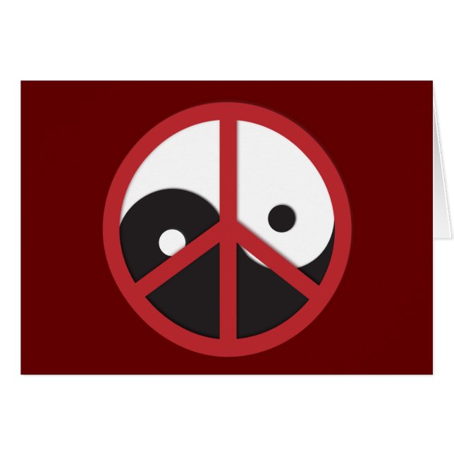 Yin-Yang con señal de paz - rojo (Anverso (Horizontal))