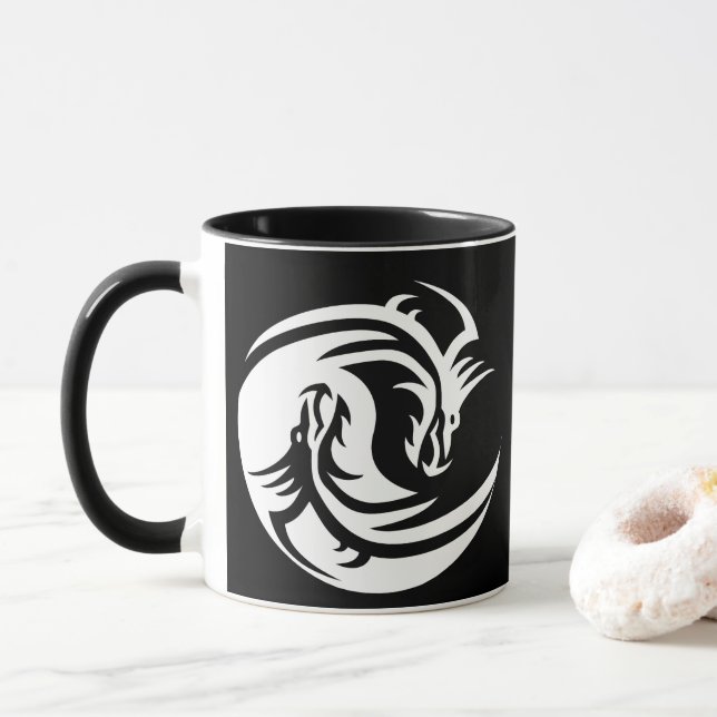 yin yang dragón taza de café (Con donut)