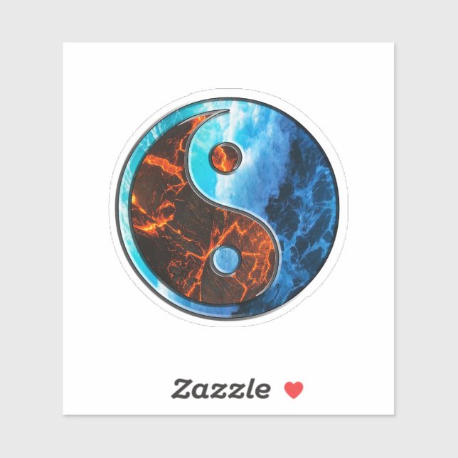 Yin Yang - Fuego y agua - Pegatina (Hoja)