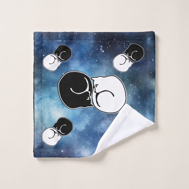 Yin Yang Gatitos de gatos blancos y negros se curv (Toallita)