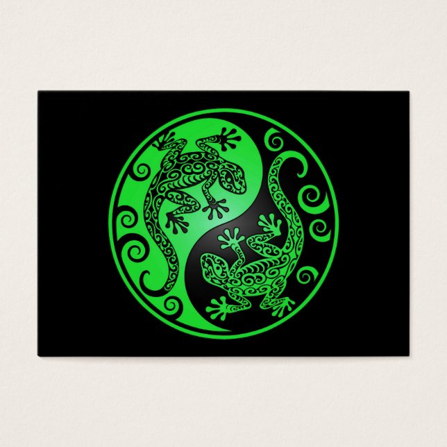 Yin Yang Geckos verde y negro (Frente)