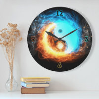 Yin Yang Ice y Fire símbolo sagrado reloj de pared