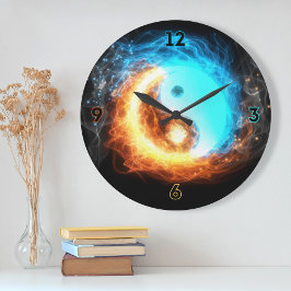 Yin Yang Ice y Fire símbolo sagrado reloj de pared