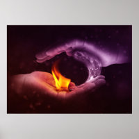 Yin Yang Symbol Fuego Agua Elementos Arte Digital