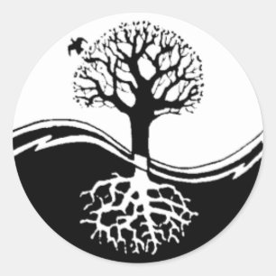 Yin Yang Tree Round Pegatina