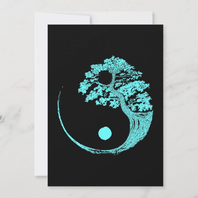 Yin Yang Turquoise Blue Bonsai Tree Japonés (Anverso)