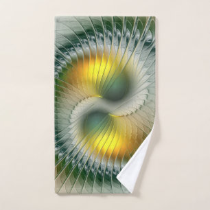 Yin Yang Verde Amarillo Fractal Abstracto Colorido