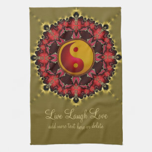 YinYang Red+Gold Mandala Toalla de Té de Nueva Era