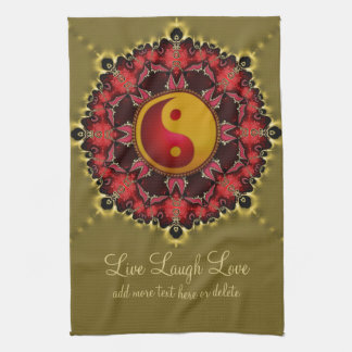 YinYang Red+Gold Mandala Toalla de Té de Nueva Era