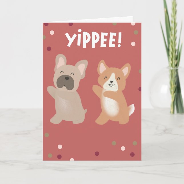 Yippee Dancing Dancing Dogs Felicitaciones Tarjeta (Anverso)