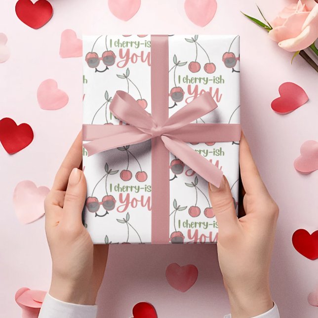 Yo Cherry-Ish Usted Envuelto Papel (Let someone special know that you, "Cherry-ish them" with this cute wrapping paper! )
