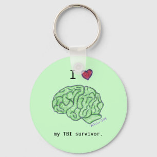 "Yo [corazón] llavero de mi superviviente de TBI"