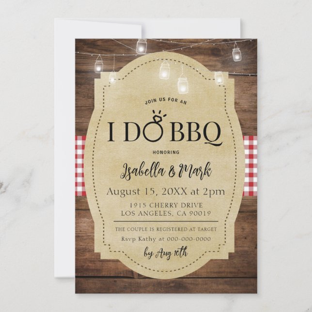 Yo hago barbacoa barbacoa novia ducha invitación (Anverso)