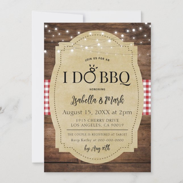 Yo hago barbacoa barbacoa novia ducha invitación (Anverso)