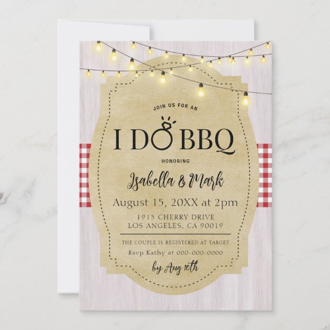 Yo hago barbacoa barbacoa novia ducha invitación (Anverso)