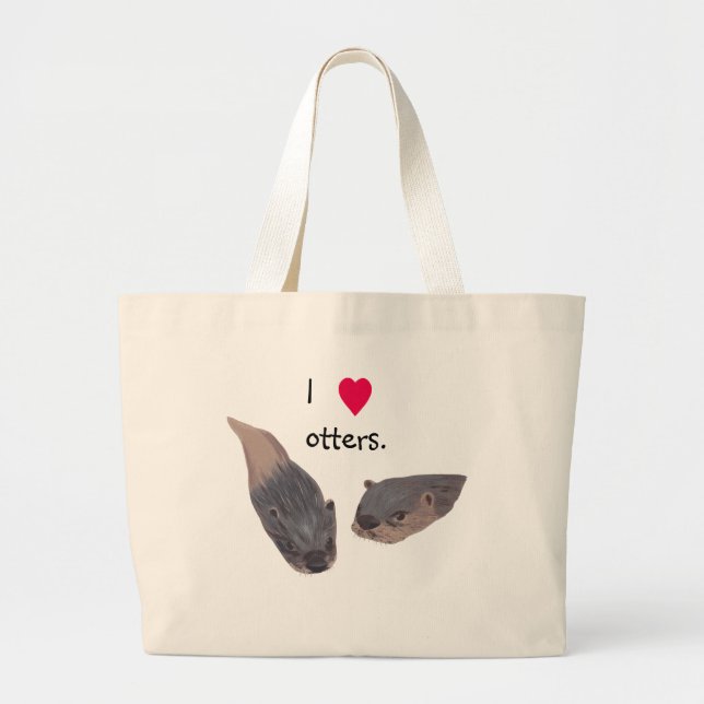 Yo, nutrias de corazón, lienzos con bolsas de tela (Frente)
