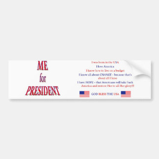 Yo para el presidente pegatina para el parachoques