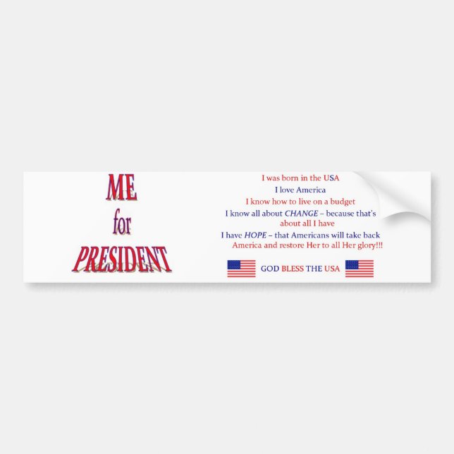 Yo para el presidente pegatina para el parachoques (Frente)