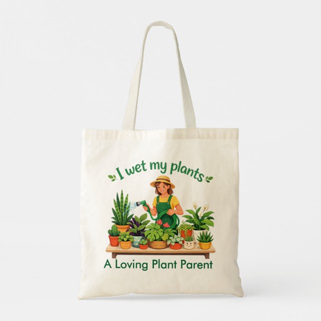 Yo Riego Mis Plantas Bolsa de Mano Personalizada (Reverso)