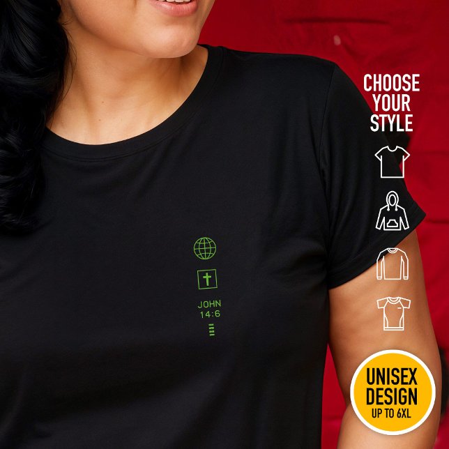 Yo soy el Camino Juan 14:6 Grid Cristiano Ciberpun (Heavyweight Streetwear Christian T-Shirts & available oversize 3XL, 4XL, 5XL, 6XL. Choose your style)