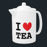 Yo té corazón regalo de tetera de cerámica para am<br><div class="desc">Me encanta el regalo de tetera de cerámica para los amantes del té. Personalizado color corazón y texto. Una idea de regalo divertida para los amantes del té.</div>