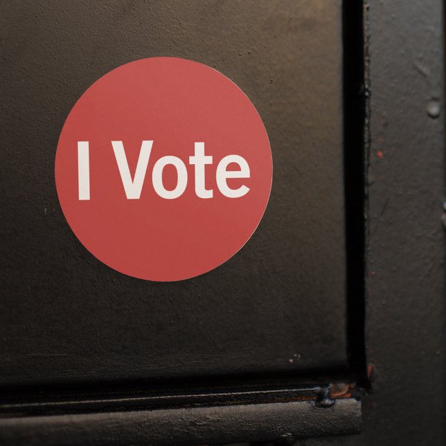 Yo voto Pegatina - Blanco sobre rojo (Personalizab (Subido por el creador)