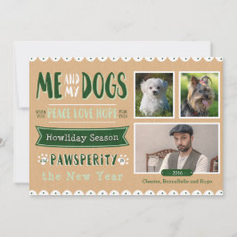 Yo y mi tarjeta de Navidad de los perros 5x7 (3