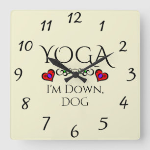 Yoga estoy abajo, reloj de pared de perros