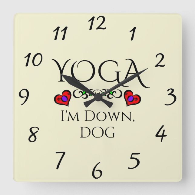 Yoga estoy abajo, reloj de pared de perros (Anverso)