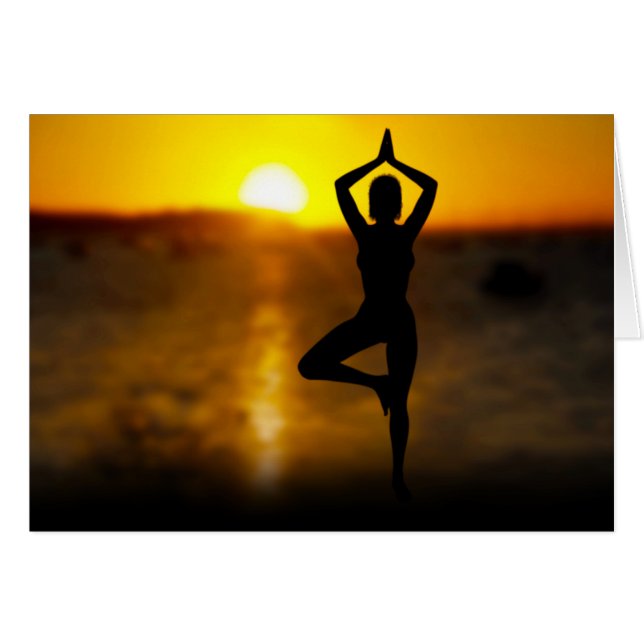 Yoga Female by the Ocean at Sunset Card (Anverso (Horizontal))