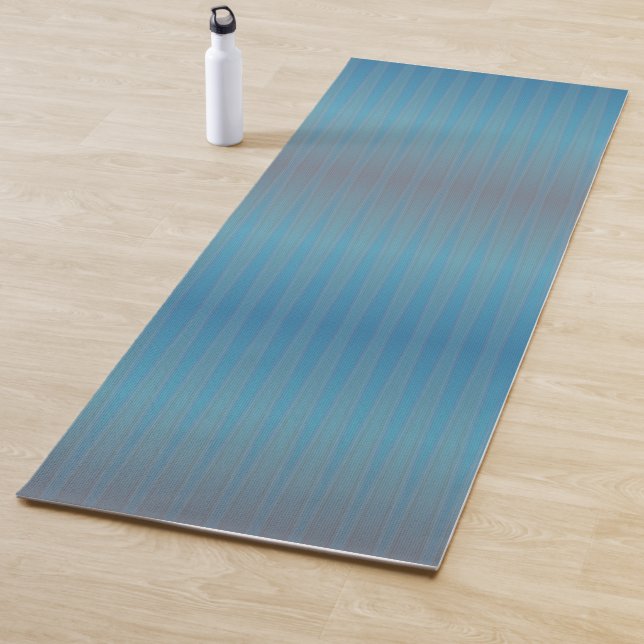 Yoga Mat Blue Purple Gray Stripes (In situ)