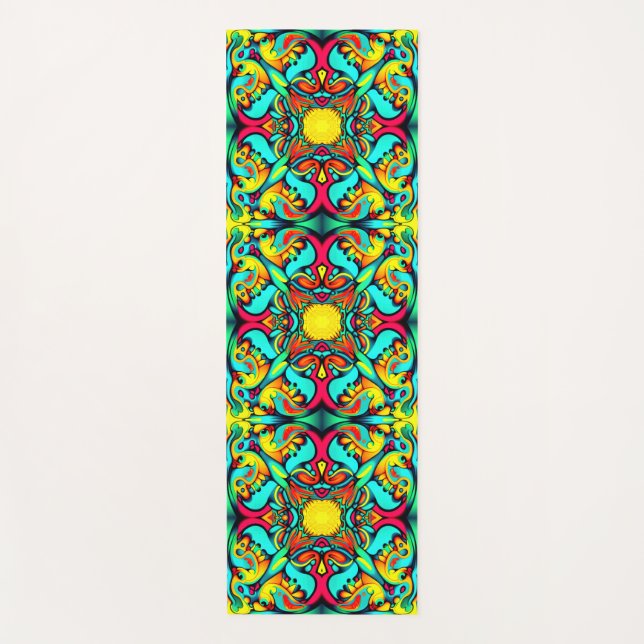 Yoga Mat con estampado amarillo y rojo (Anverso)