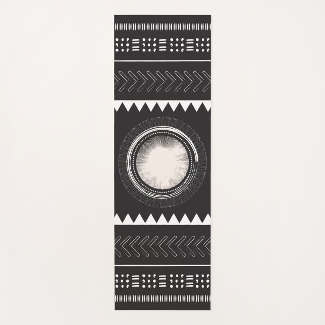 Yoga Mat de Boho Blanco y Negro (Anverso)