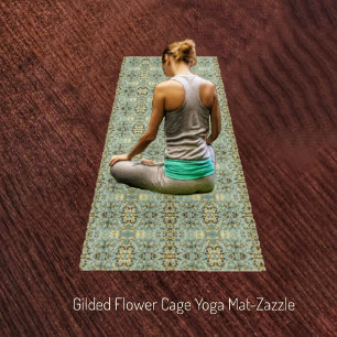 Yoga Mat en jaula de flores doradas
