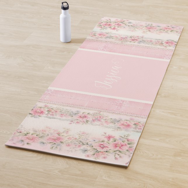 Yoga Mat floral rosa personalizado (In situ)