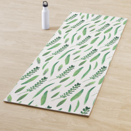 Yoga Mat - Green Leaves Pattern